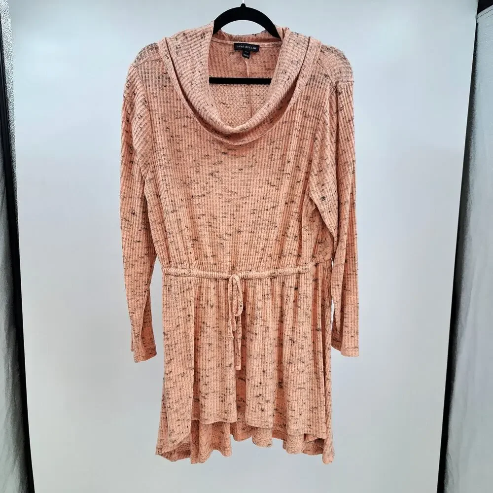 Lane Bryant Tunic Top Plus 14/16 Cowl Neck High Low Long Sleeve‎ Knit Coral Pink - Picture 4 of 11